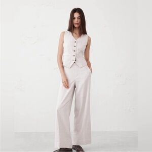 NWT! Banana Republic Flax Hayden Wide Leg Linen Blend Pull On Pant - Small